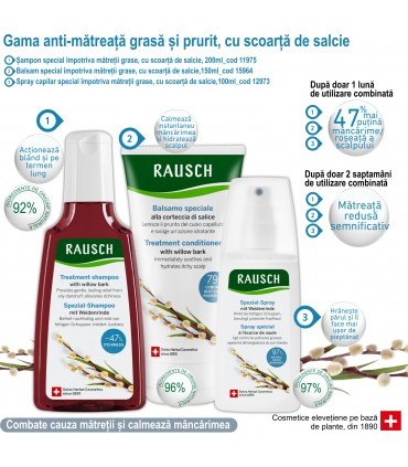 Rausch - Gama Anti-matreata grasa si prurit - Sampon special, cu scoarta de salcie, 200ml