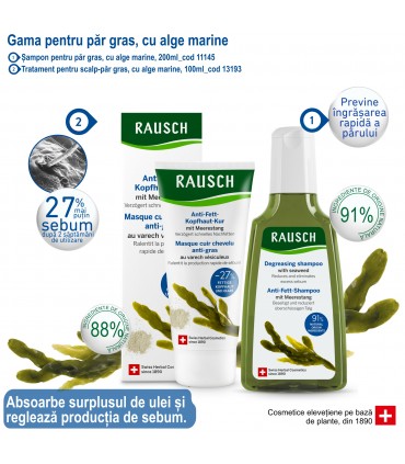 Rausch - Gama efect degresare - Tratament pentru scalp si păr gras, cu alge marine, 200ml