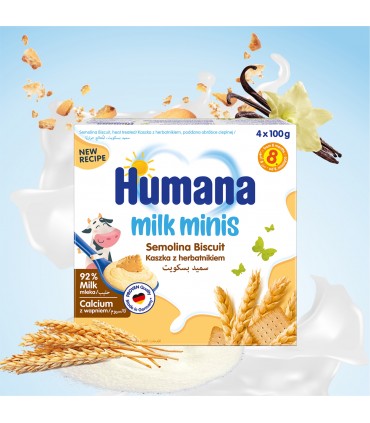 Humana Milk minis - Gris cu biscuiti 4x100g, 8luni+