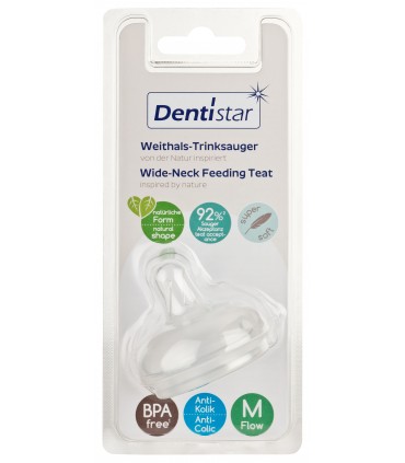 DENTISTAR Tetina ”EXTRA SOFT” pentru biberoane cu gat larg, M