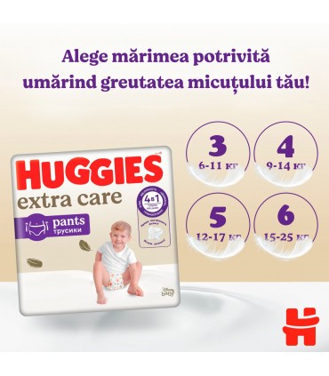 Huggies - EXTRA CARE PANTS - Scutece Chilotel Nr.5 (12-17kg), 34 BUC