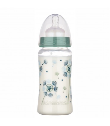 Baby Nova - Biberon PP, cu gat larg si tetine sistem anticolici, 300ml