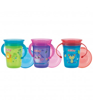Nuby - Wonder Cup 360 decorat cu manere, 240ml, 6luni+