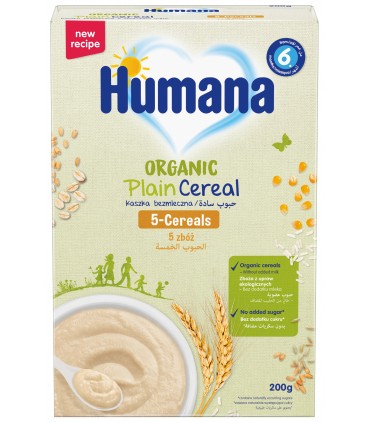 Humana BIO 5 cereale , fără lapte, 200g, 6luni+