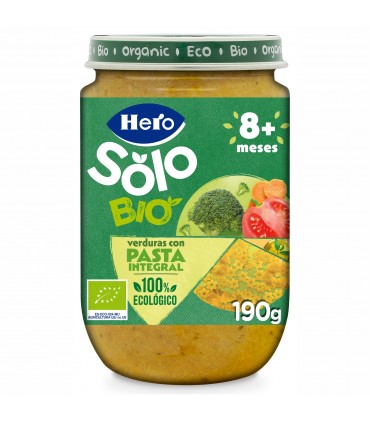Hero Solo BIO - Meniu ecologic (BIO) cu legume si paste integrale, 8 luni+, 190g