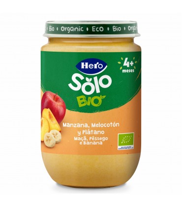 Hero Solo Bio - Piure ecologic (BIO) mar, piersica, banana, 190g, 4luni+