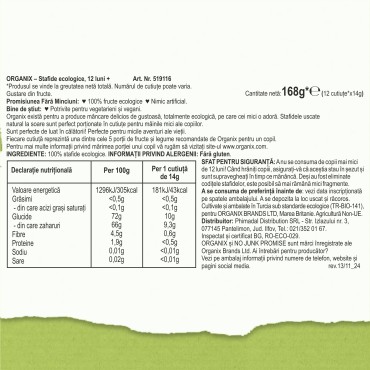 ORGANIX  STAFIDE ECOLOGICE (BIO) 12X14G, 12luni+