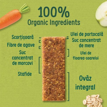 ORGANIX - BATOANE ECOLOGICE (BIO) DIN OVAZ INTEGRAL CU MORCOV SI MERE 6x23gG, 12luni+