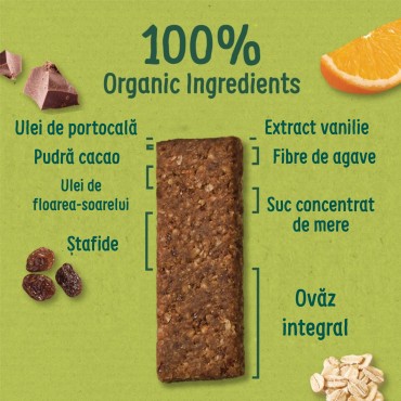 ORGANIX - BATOANE ECOLOGICE (BIO) ”CHOCO ORANGE” DIN OVAZ INTEGRAL CU CACAO  6X23G, 12luni+