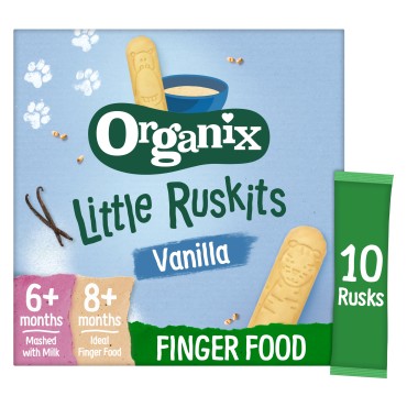 ORGANIX - BISCUITI ECOLOGICI (BIO) ”LITTLE RUSKITS” CU VANILIE, PENTRU SUGARI, 60G, 6luni+