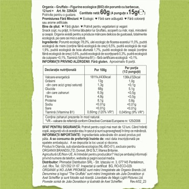 ORGANIX - GRUFFALO - FIGURINE  ECOLOGICE (BIO) DIN PORUMB CU BARBECUE, 4X15G, 12luni+