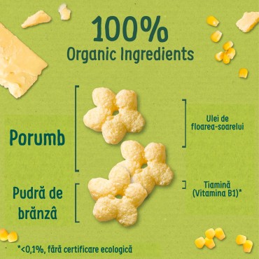ORGANIX - SNACK ECOLOGIC (BIO) STELUTE DIN PORUMB CU BRANZA, 20G, 7luni+