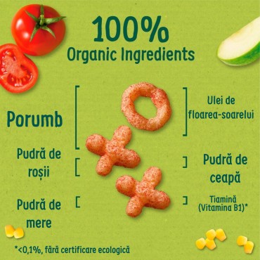 ORGANIX - SNACK ECOLOGIC (BIO) X SI O DIN PORUMB CU ROSII, 4X15G, 10luni+