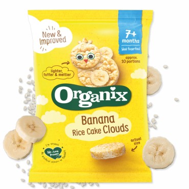 ORGANIX CLOUDS - RONDELE ECOLOGICE (BIO) DIN OREZ CU BANANE, 40G, 7luni+