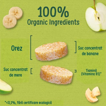 ORGANIX CLOUDS - RONDELE ECOLOGICE (BIO) DIN OREZ CU BANANE, 40G, 7luni+