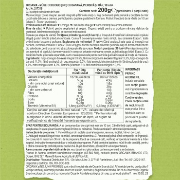 ORGANIX — MUSLI  ECOLOGIC (BIO) CU BANANA, PIERSICA SI MAR, 200G, 10+