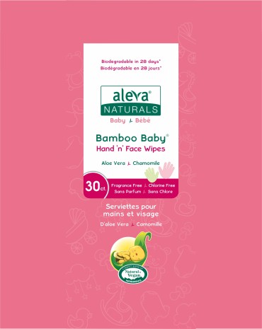 ALEVA NATURALS SERVETELE UMEDE DIN FIBRE DE BAMBUS PENTRU MAINI SI FATA, 30 BUC