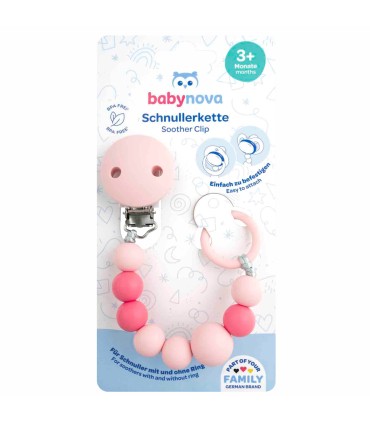 Baby Nova - Lant din silicon pentru suzetă, 3 luni+
