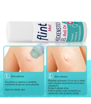 Flint Med - Gel roll on calmant dupa intepaturi de insecte, 10ml, 3 ani+