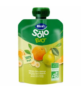 HERO SOLO BIO - Piure GUSTARE BANANA, PARA SI PORTOCALA, ECO, 100G, 4luni+