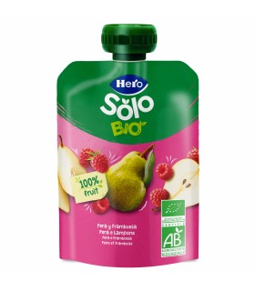 HERO SOLO BIO - Piure gustare pară și zmeură, 6 luni+, 100g