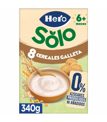 HERO - 8 CEREALE CU BISCUITI, 340G, 6luni+