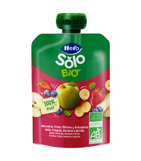 HERO SOLO BIO - Piure GUSTARE MAR, CAPSUNI, BANANA SI AFINE, ECO, 100G, 4luni+