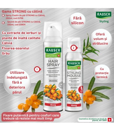 Rausch - Styling - Spray Fixativ de păr, STRONG, cu cătină, 250ml