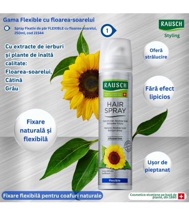 Rausch - Styling - Spray Fixativ de păr, FLEXIBLE, cu floarea-soarelui, 250ml