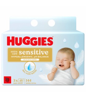 Huggies EXTRA CARE SENSITIVE TRIO -  servetele umede, 3x48 buc