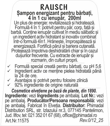 Rausch - Gama de energizare - Sampon cu ienupar, pentru barbati