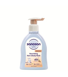 Sanosan baby – Gel nutritiv de curățare pentru păr și corp, pentru piele uscată, 0 luni+, 200ml