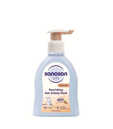 Sanosan baby – Gel nutritiv de curățare pentru păr și corp, pentru piele uscată, 0 luni+, 200ml