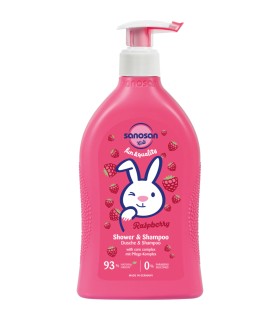 Sanosan Kids - Gel de duș și șampon cu miros de zmeură, 400ml