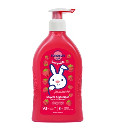 Sanosan Kids - Gel de duș și șampon cu miros de capsuni, 400ml