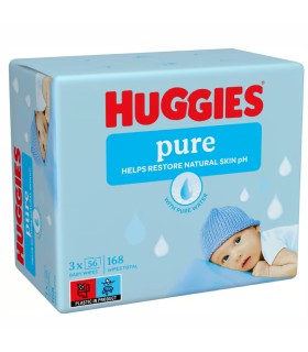 HUGGIES PURE TRIO (3 pachete x 56 servetele)