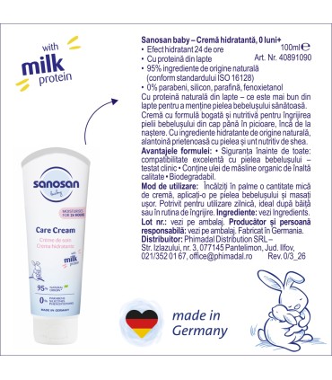 Sanosan baby - Crema hidratanta, 0 luni+, 100ml