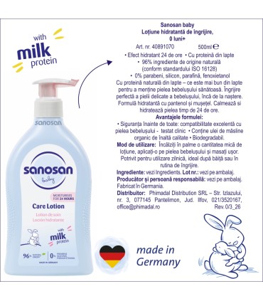 Sanosan baby - Lotiune hidratantă de îngrijire, 0 luni+, 500ml