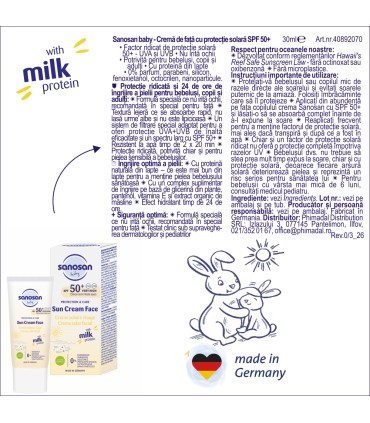 Sanosan baby SUN - Crema de față cu protecție solară SPF 50+, 30ml