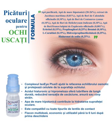 ISOMAR OCCHI PLUS - Picături oftalmice pentru OCHI USCAȚI, 10ml