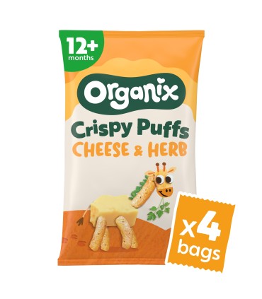 ORGANIX - SNACK ECOLOGIC (BIO) DIN PORUMB CU BRANZA SI PATRUNJEL, 4X15G, 10luni+