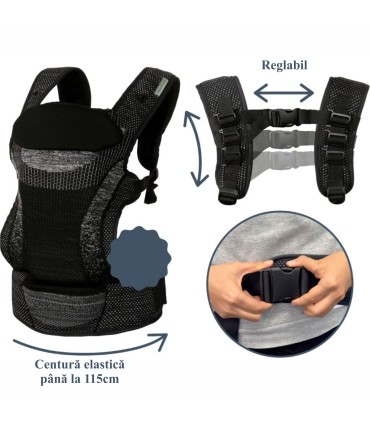 Dreambaby - Marsupiu ”Inspire” din material tricotat, NEGRU