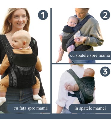 Dreambaby - Marsupiu ”Inspire” din material tricotat, NEGRU
