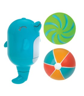 Nuby -  Jucărie de baie, delfin + 2 mingi, 6 luni+