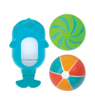 Nuby -  Jucărie de baie, delfin + 2 mingi, 6 luni+