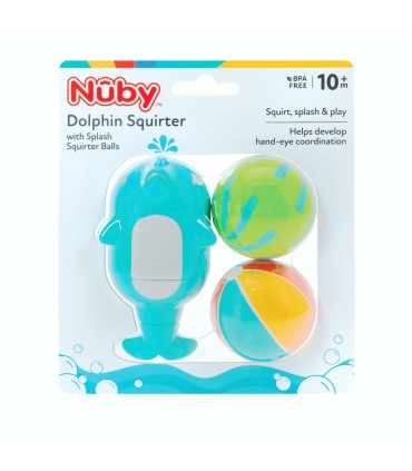 Nuby -  Jucărie de baie, delfin + 2 mingi, 6 luni+