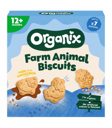 ORGANIX - BISCUITI ECOLOGICI (BIO) SUB FORMA DE ANIMALE DE LA FERMA, 100 G, 12luni+