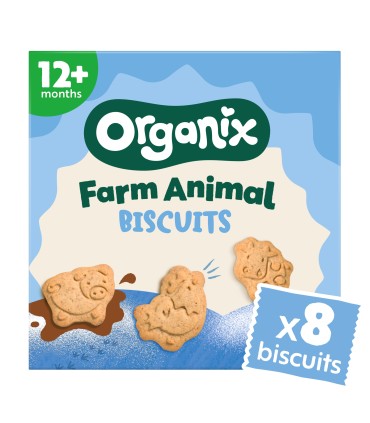 ORGANIX - BISCUITI ECOLOGICI (BIO) SUB FORMA DE ANIMALE DE LA FERMA, 100 G, 12luni+
