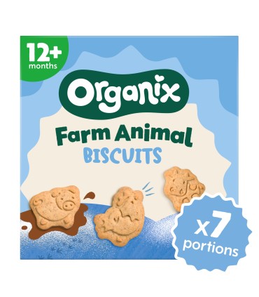 ORGANIX - BISCUITI ECOLOGICI (BIO) SUB FORMA DE ANIMALE DE LA FERMA, 100 G, 12luni+