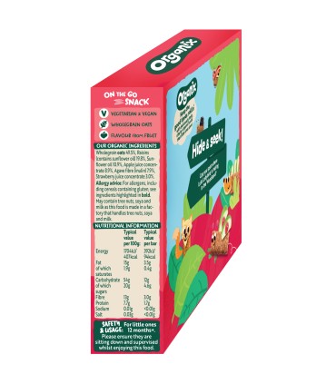ORGANIX - BATOANE ECOLOGICE (BIO) DIN OVAZ INTEGRAL CU CAPSUNI SI MERE 6X23G, 12luni+
